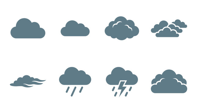 Weather forecast cloud icons set.