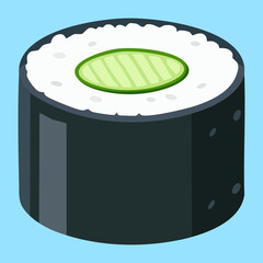 Simple cucumber maki sushi roll with fresh green vegetable center healthy japanese vegan appetizer snack for menu - Vector Illustration © powdesign