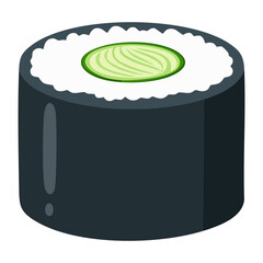Traditional japanese cucumber maki sushi roll with crispy seaweed and fresh vegetable filling healthy asian cuisine icon - Vector Illustration © powdesign