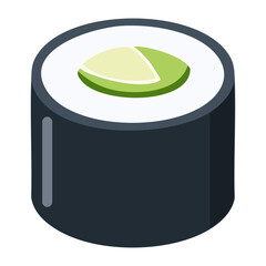 Minimalist cucumber maki sushi roll with fresh green vegetable center healthy japanese snack for culinary design project - Vector Illustration © powdesign