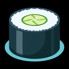 Fresh cucumber maki sushi on dark surface healthy japanese appetizer delicious vegan snack for asian restaurant menu - Vector Illustration © powdesign