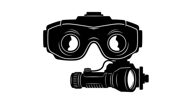 Night Vision Goggles and Tactical Flashlight Silhouette Icon