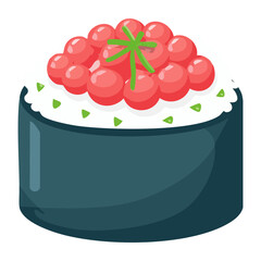 Gunkan sushi topped with fresh salmon roe and red fish bits delicious japanese seafood snack for restaurant menu - Vector Illustration © powdesign