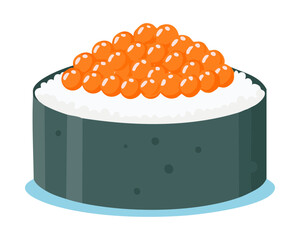 Gunkan sushi topped with fresh salmon roe and white rice delicious japanese seafood snack for restaurant menu - Vector Illustration © powdesign