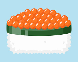 Large gunkan sushi with fresh salmon roe and nori wrap delicious japanese seafood appetizer for restaurant menu - Vector Illustration © powdesign
