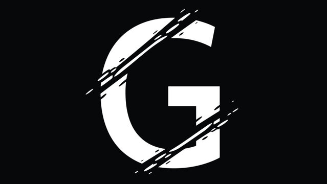 Minimalist 3D glossy letter G logo icon with diagonal line break on black background