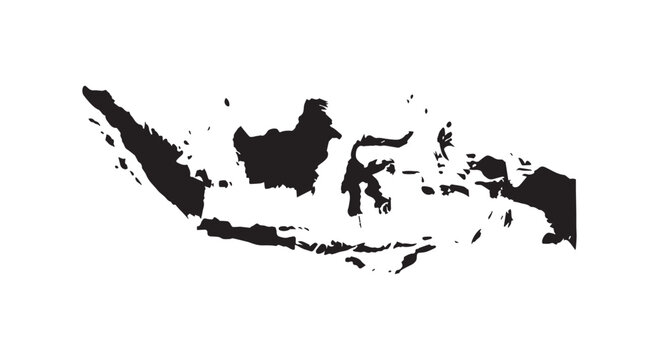Indonesia map silhouette vector illustration showing archipelago islands geography for travel and national identity design.