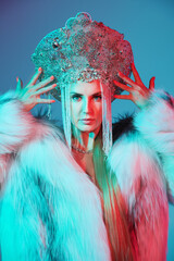 Naklejka premium Neon Slavic Queen
