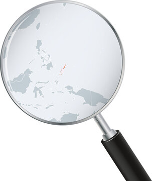 Palau Map Under Magnifying Glass with National Flag