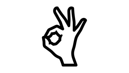 Obraz premium Okay Hand Gesture Icon, Perfect Sign, Hand Symbol, Minimalist Line Art, Approval and Success