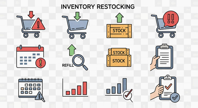 Employees restock inventory with organized logistics and management systems in place daily