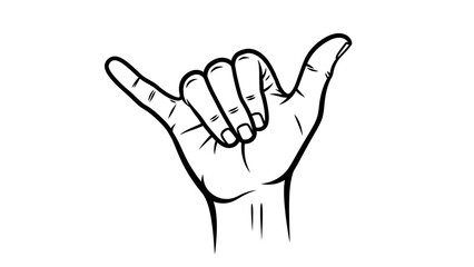 Obraz premium Hang Loose Hand Gesture, Shaka Sign, Surfer Symbol, Aloha Spirit, Vector Illustration