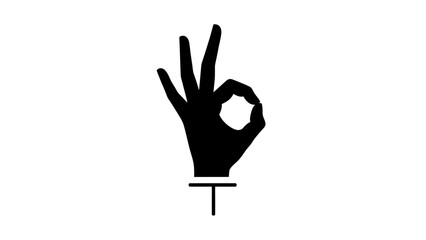 Fototapeta premium Black Silhouette of a Hand Forming the OK Gesture