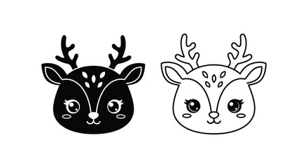 Fototapeta premium Cute Deer Skull Face Art Minimalist Designs Vector