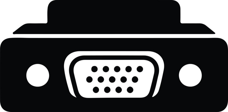 Silhouette computer VGA port interface icon for hardware technology vector design