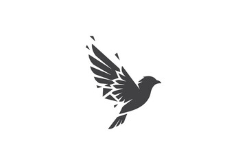 Fototapeta premium Artistic bird flight silhouette logo for creative studio and nature inspired brand identity