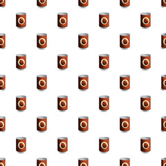 Fototapeta premium Coffee bean cans arranged in a seamless diagonal pattern on a white background