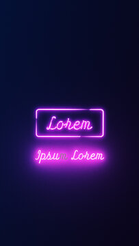 Vertical Neon Text in a Box with Flicker and Zoom Animation