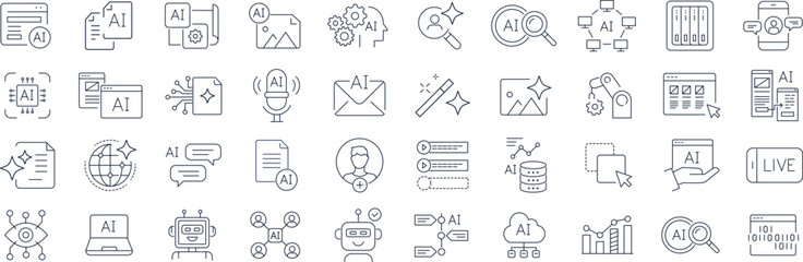 Fototapeta premium Generative AI icons Pixel perfect. Technology, check, chatbot, ai technology