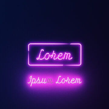 Square Neon Text in a Box with Flicker and Zoom Movement