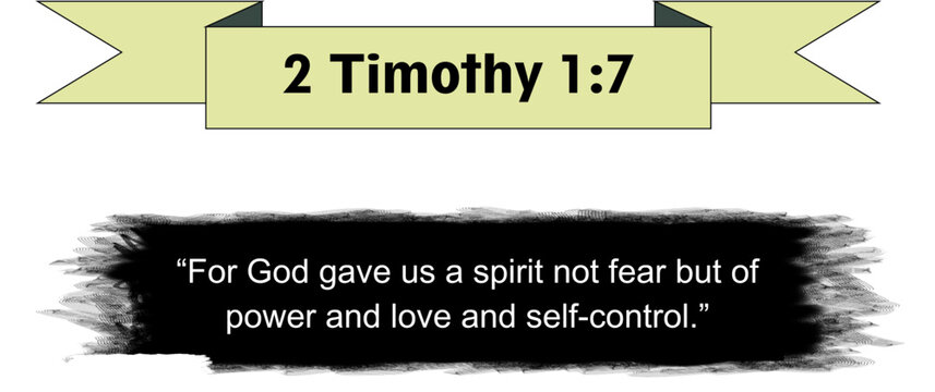 2 Timothy 1 7 Bible Verse Banner Yellow Ribbon Black Brush Stroke Quote Scripture Christian Religious Graphic Design Element Vector Illustration Transparent Background
