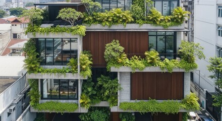 Fototapeta premium Modern Green Architecture - Sustainable Urban Living.