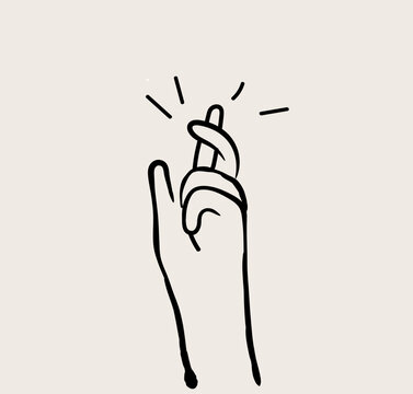 Crossed Fingers for Good Luck and Hope Concept Minimalist Hand Drawn Doodle Vector Illustration