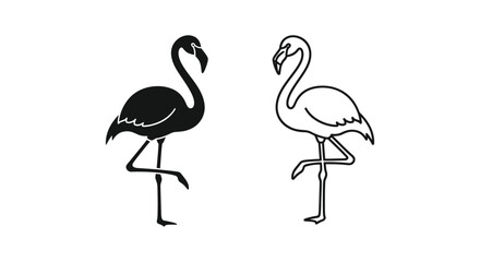 Obraz premium Black and White Flamingo Vector Icons Design Vector