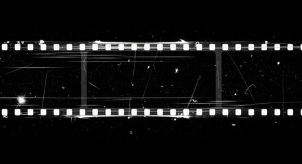 Obraz premium Old vintage movie film strip frame on a scratched dark background perfect for nostalgic cinema presentations