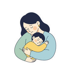Obraz premium Mother and child hugging sleeping woman and baby