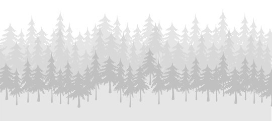Obraz premium A forest edge in shades of gray. A gloomy backdrop for Halloween designs and more. A forest landscape with a thicket of pine trees