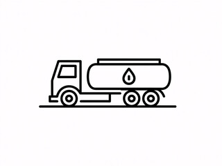 Fototapeta premium A simple black and white illustration of a tanker truck on a plain background