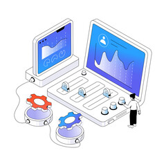 Obraz na płótnie Canvas Editable isometric design of admin dashboard 