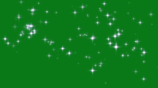Glowing glitter trail animation, magic sparkles glitter line stars, twinkling magic dust, shimmer particles motion, star line path, luxury white glitter sparkles line trail on green background. 4k