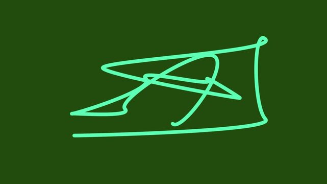 Glowing neon squiggle line on dark background abstract motion graphics element