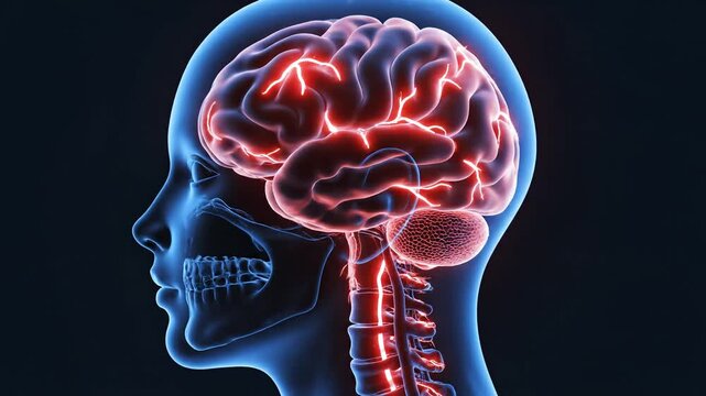 Human brain and skull anatomy for tech concepts, digital marketing, and scientific projects