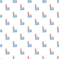 Fototapeta premium Seamless pattern of a cartoon man standing next to a washing machine
