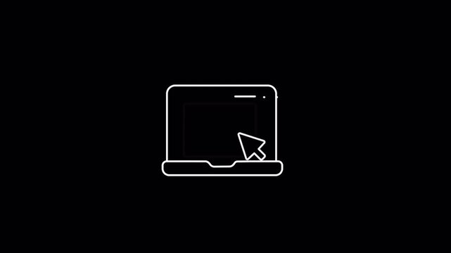 Online Financial Transaction Line Icon on Laptop Screen