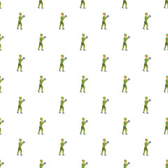 Obraz premium Seamless pattern featuring a military soldier in a uniform looking through binoculars for surveillance