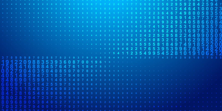 Blue glowing binary code rain background. Futuristic matrix style with data stream, abstract computer system, digital tech effect and cyber security information pattern. Vector illustration
