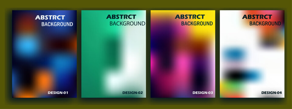 Four abstract vertical backgrounds with blurred colors and text overlays