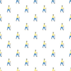 Fototapeta premium Repeating pattern of an elderly man doing nordic walking exercise