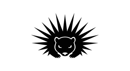 Black Hedgehog Silhouette Logo Icon - Sharp Spikes © Signature