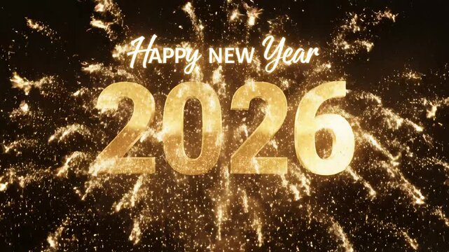New Year 2026 celebration with fireworks for commercial backgrounds, digital design, and advertising