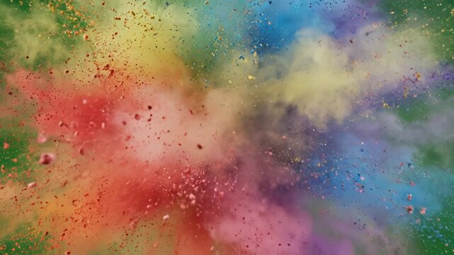 Colorful powder explosion on green background for commercial backgrounds, digital design, and advertising