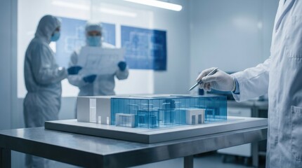 Naklejka premium Pharmaceutical cleanroom facility model review for improved compliance standards