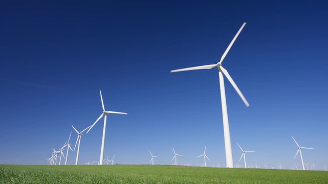 Windmill park for sustainable electric power generation in Spain.