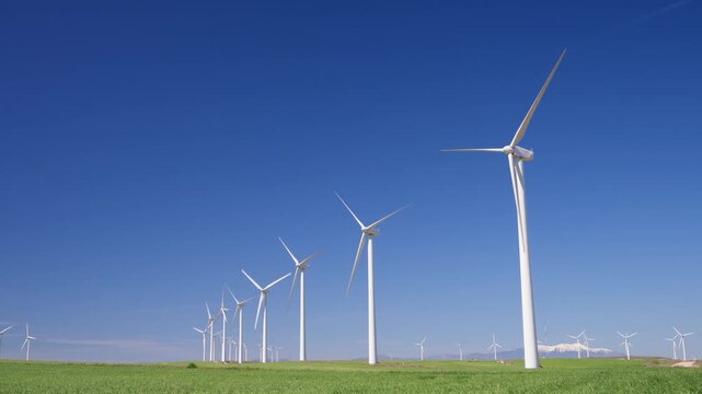 Windmill park for sustainable electric power generation in Spain.