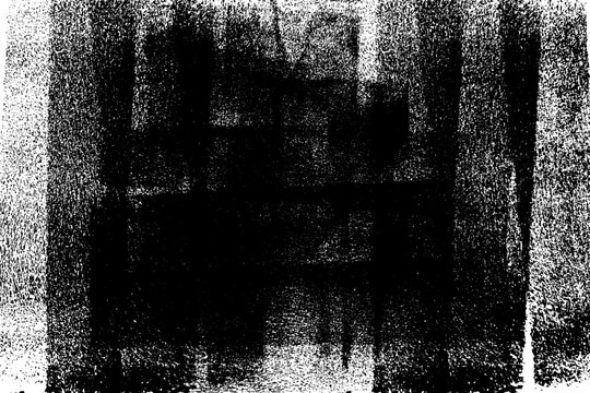 Rolled ink stamp texture handmade with brayer. Eroded distressed shape with streaks, letterpress grainy overlay, linocut detailed printmaking vector illustration isolated on transparent background