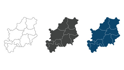 Obraz premium Map of South Bohemian Region in Czech Republic with districts isolated on white background